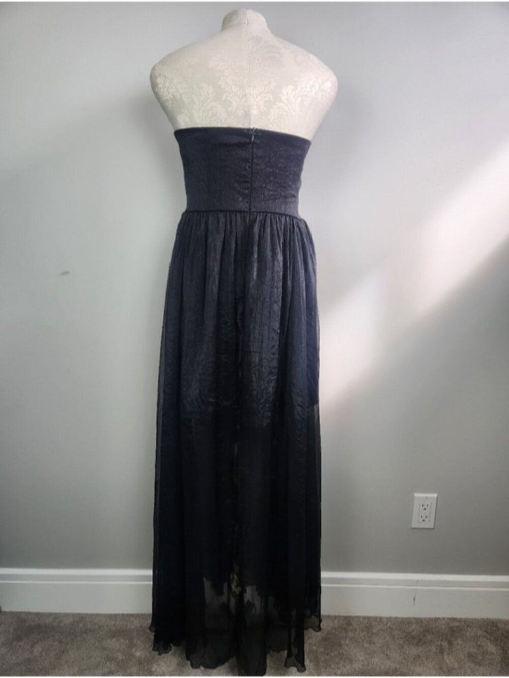Black Sheer Maxi Dress Prom Grad Whimsygoth Dark Fairy Prom Grad Size Medium - Picture 4 of 12